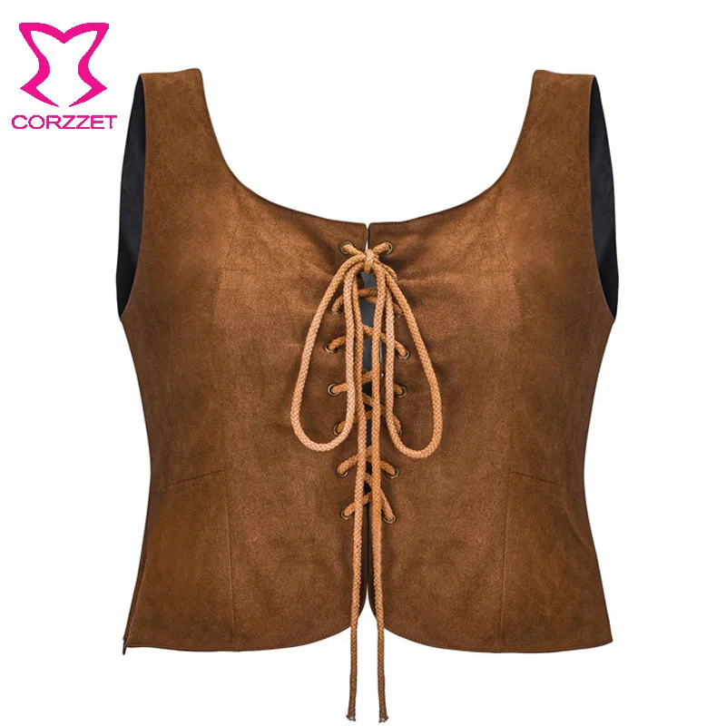 

Fashion Brown Corset Tank Tops Cover Bandage Bodybuilding Sexy Top Summer Vintage Streetwear Sleeveless Woman Tank Tops