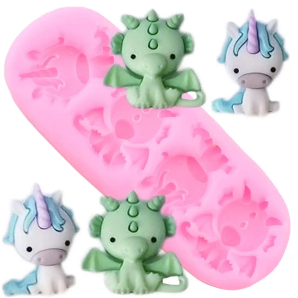 3D Unicorn Dragon Silicone Mold Candy Polymer Clay Chocolate Baking Molds DIY Party Cupcake Topper Fondant Cake Decorating Tools