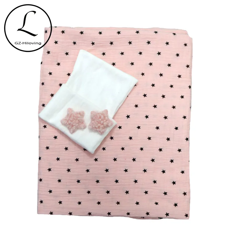 0-3 Month Nebworn Baby Blankets Hat set Soft Baby Girls Receiving Swaddle Blanket Muslin Cotton Fabric 4 Layer Dropshipping