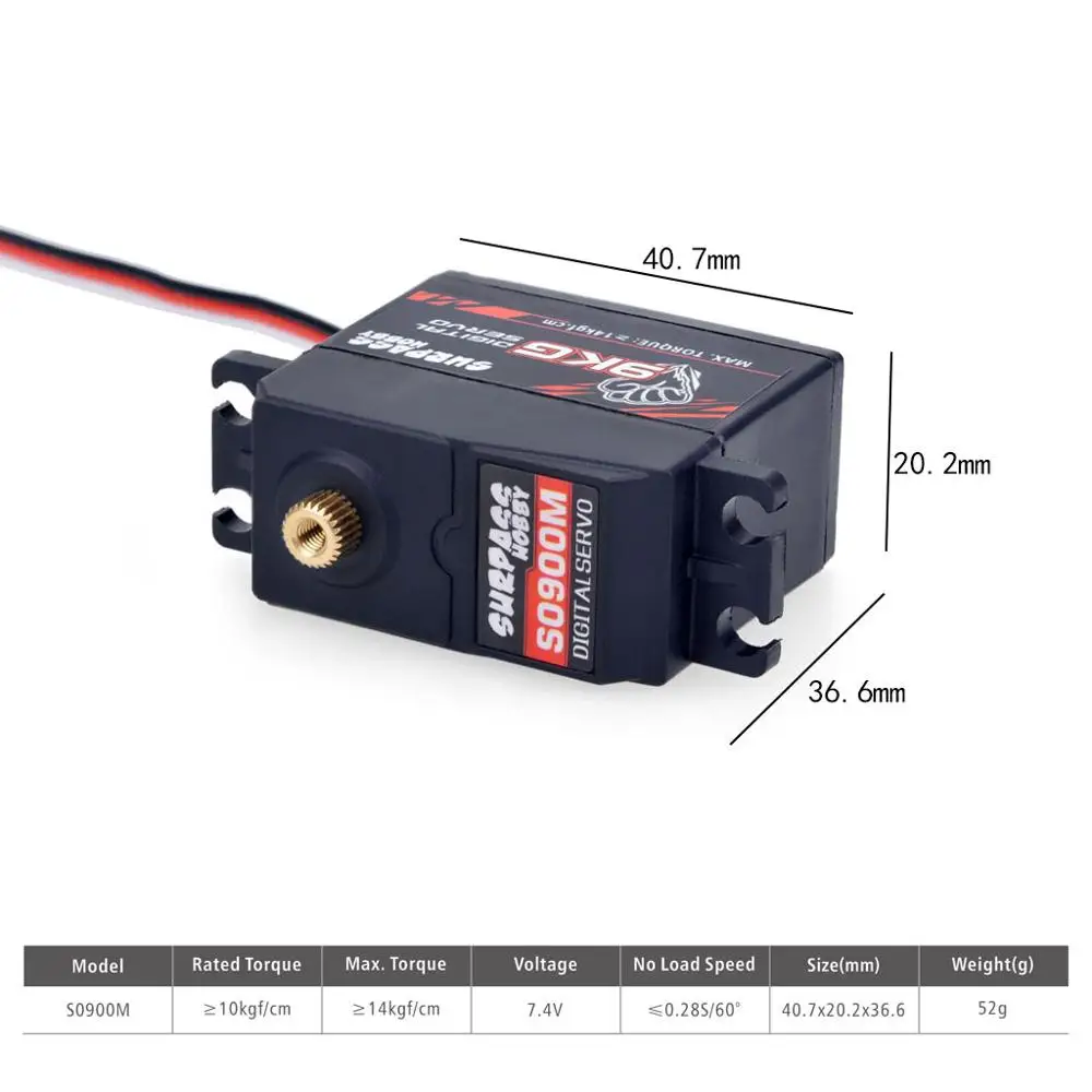 SURPASS Hobby S0900M 금속 기어 서보, 디지털 서보, 1/10 1/8 고속 RC 자동차 항공기 RC 보트 스마트 로봇 RC 모델, 9kg