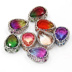 Clothing Decoration Glass Crystal Strass Teardrop Shape Sewing Sliver Claw Setting Rhinestones Applique Diy Shoes/Garment/Bags