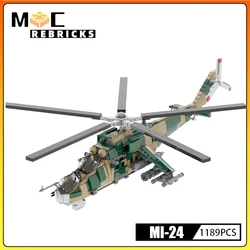 Modern Military Mi-24 Armed Helicopter MOC Building Block Aircraft DIY Assembly Model Technology Bricks Toys Gifts Collector Kit