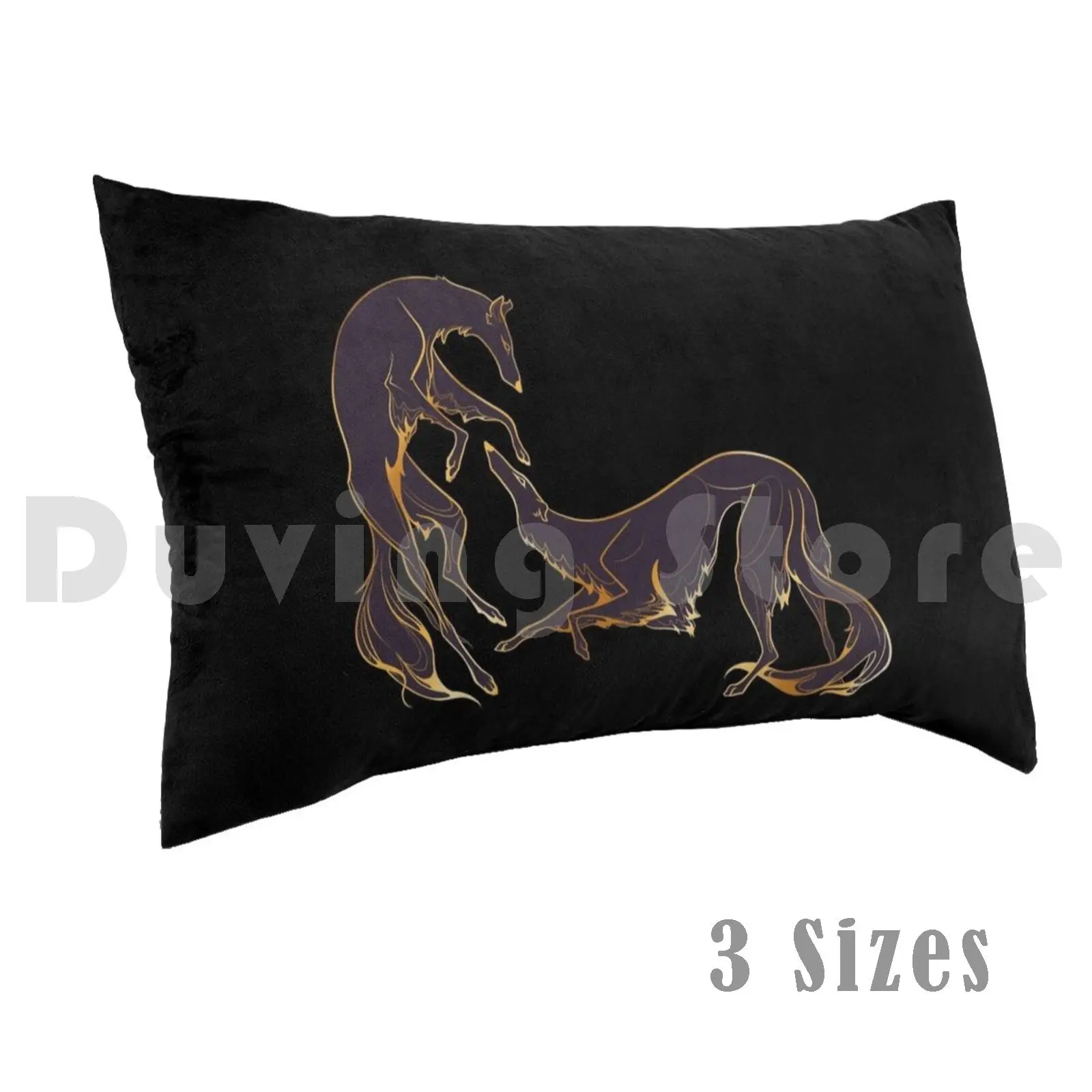 

Dancing Gold And Purple Borzoi pillow Case DIY 50 * 70 Borzoi Dancing Sighthound Russian Wolfhound