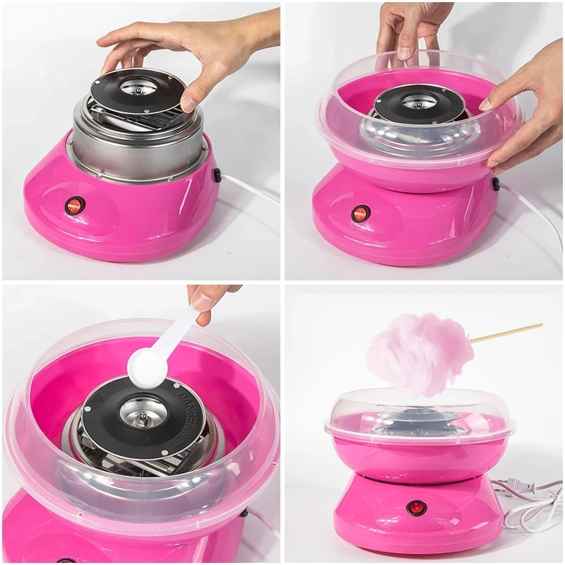 110-220V Electric DIY Automatic Sweet Cotton Candy Machine Mini Portable Sugar Floss Kids Party Festival Carnival EU US Plug