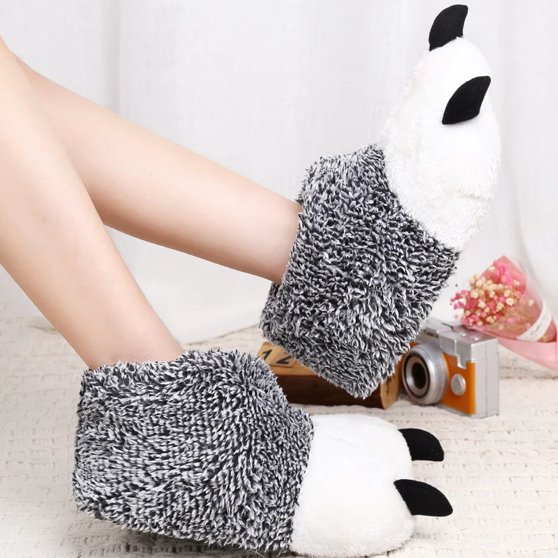 2022 Winter Warm Soft Indoor Floor Slippers Women Men Children Shoes Paw Funny Animal Christmas Monster Dinosaur Claw Plush Home