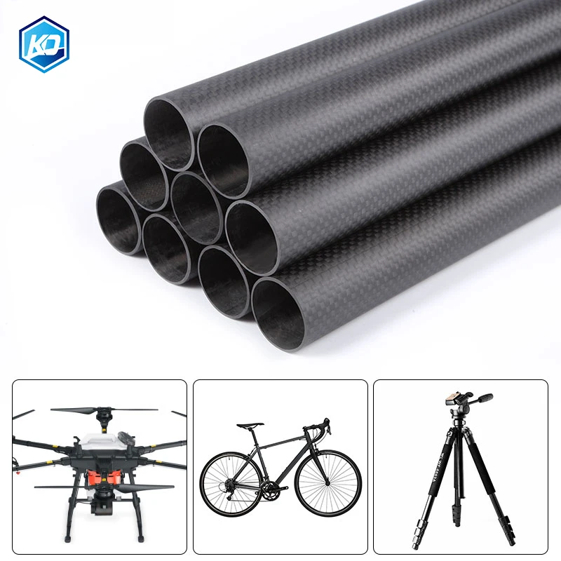 1PCS Length 1000mm  Twill Matte Glossy Carbon Fiber Tube Pipe High Composite Hardness Material 3K For Plant Protection Aircraft