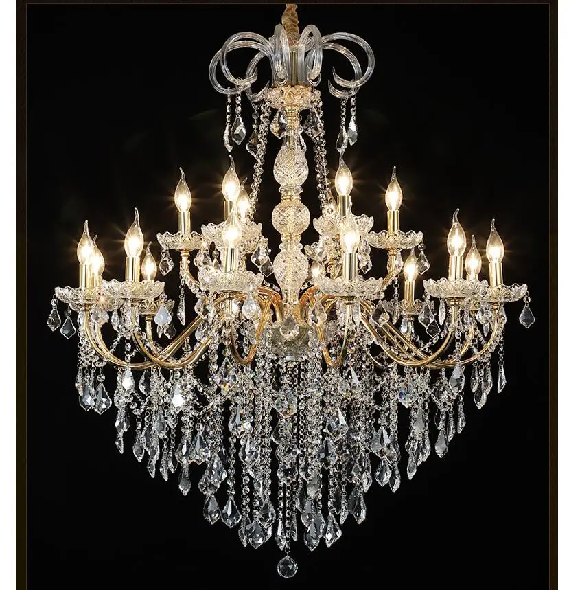 

Modern Crystal Chandeliers Home Lighting lustres de cristal Decora D62cm H73cm 6L Golden Candle Chandelier Living Room Pendant