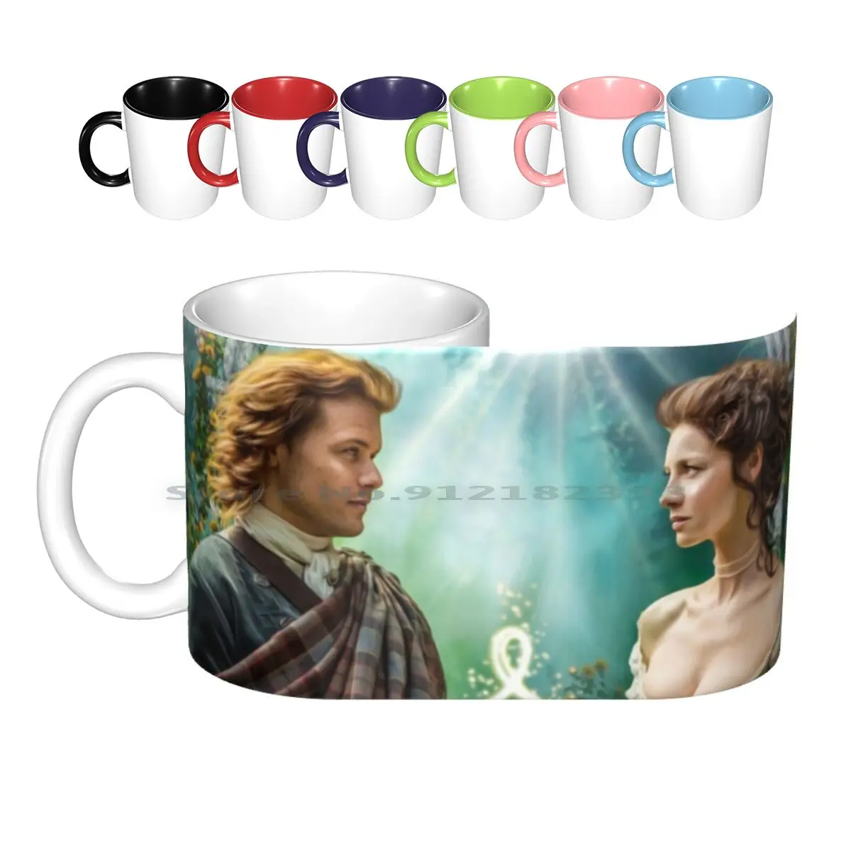 Lovers Ceramic Mugs Coffee Cups Milk Tea Mug Romantic Story Tv Series Outlander Fan Art Creative Trending Vintage Gift Bottle