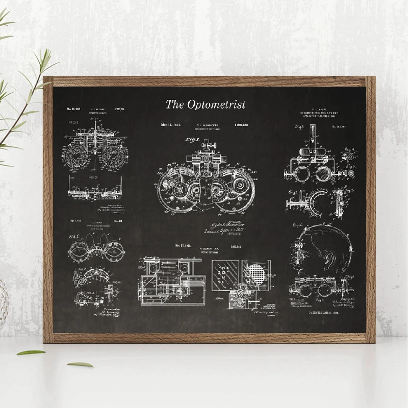 Optometry Patent Posters and Prints Optometrist Gifts Optician Medical Tools Blueprint Art Canvas Painting Pictures Wall Decor