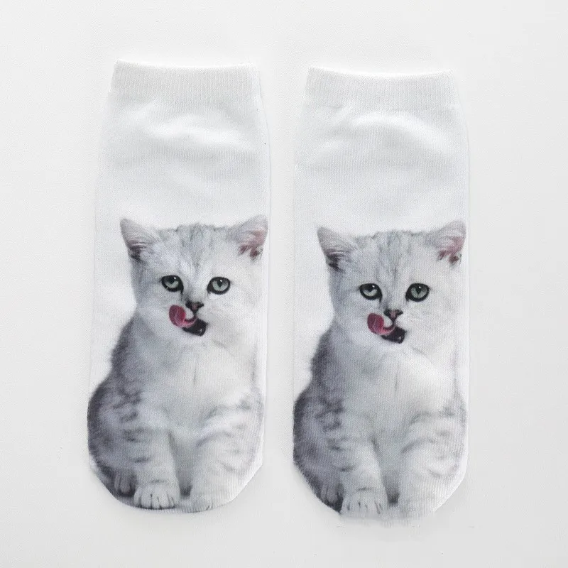 Calcetines tobilleros con estampado 3D de dibujos animados para niños y niñas, calcetín Unisex de gato, divertido, superventas