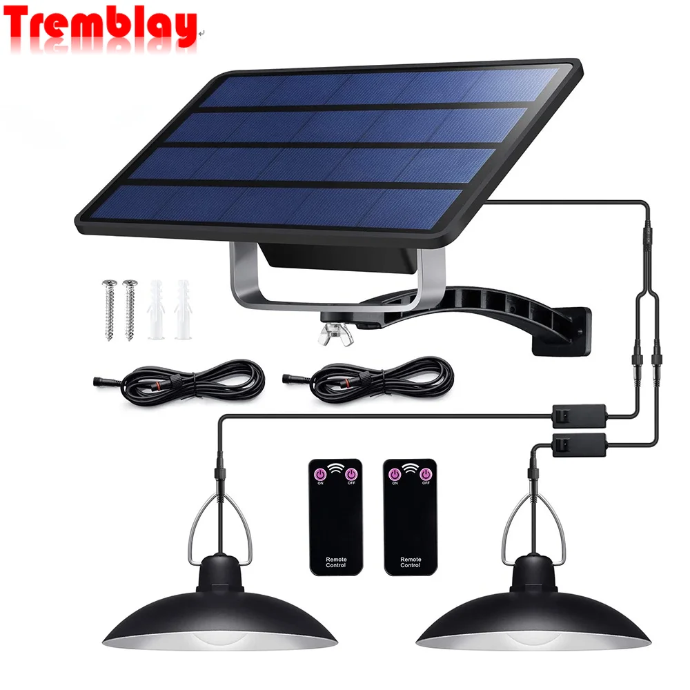 

IP65 Waterproof Double Head Solar Pendant Light Outdoor Indoor Solar Lamp With Cable Suitable for courtyard, garden, indoor etc,