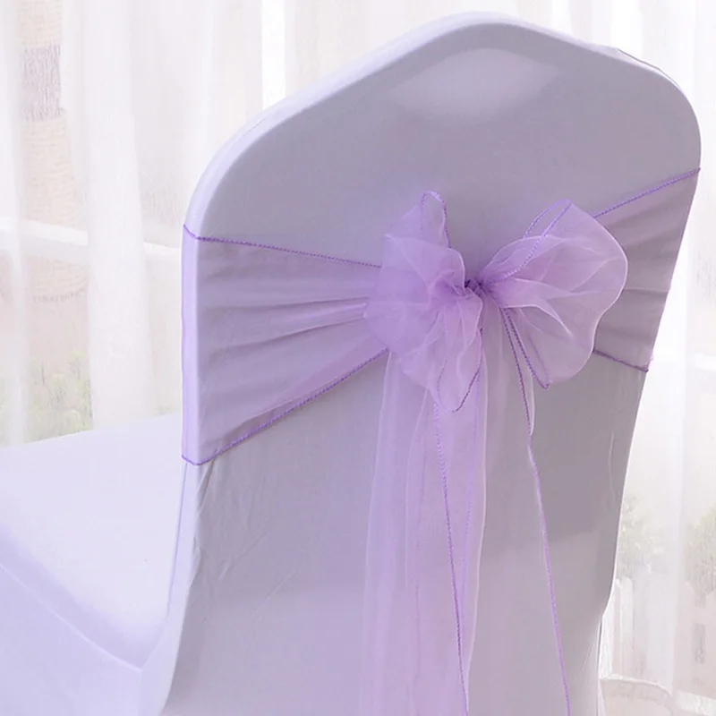 Faja de Organza de alta calidad para silla de boda, corbatas con nudo para decoración, lazos para banquete y boda, 50/100 piezas