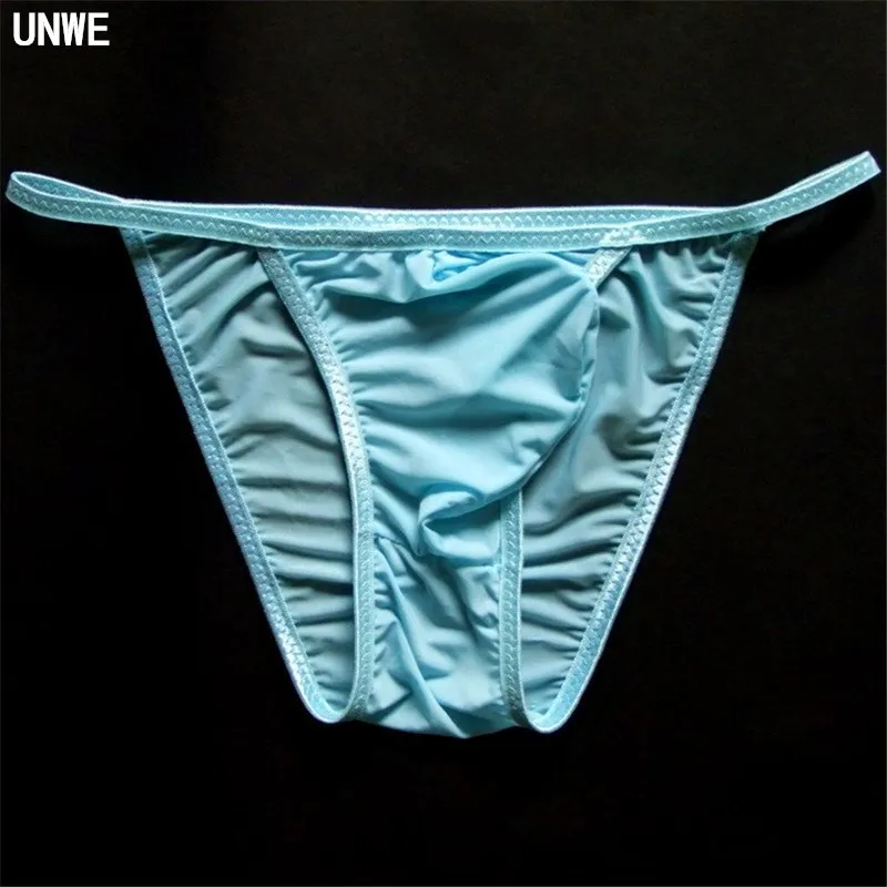 1PCS Thin Waist Pouch Briefs for Men Solid Sexy Underwear Translucent Ice Silk Low Rise Male Panties Soft Underpants