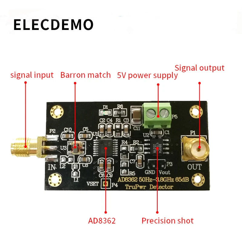 AD8362 Module 3.8GHZ RF Radio Frequency Detector Power Detection RMS detector Linear dB output Function demo board