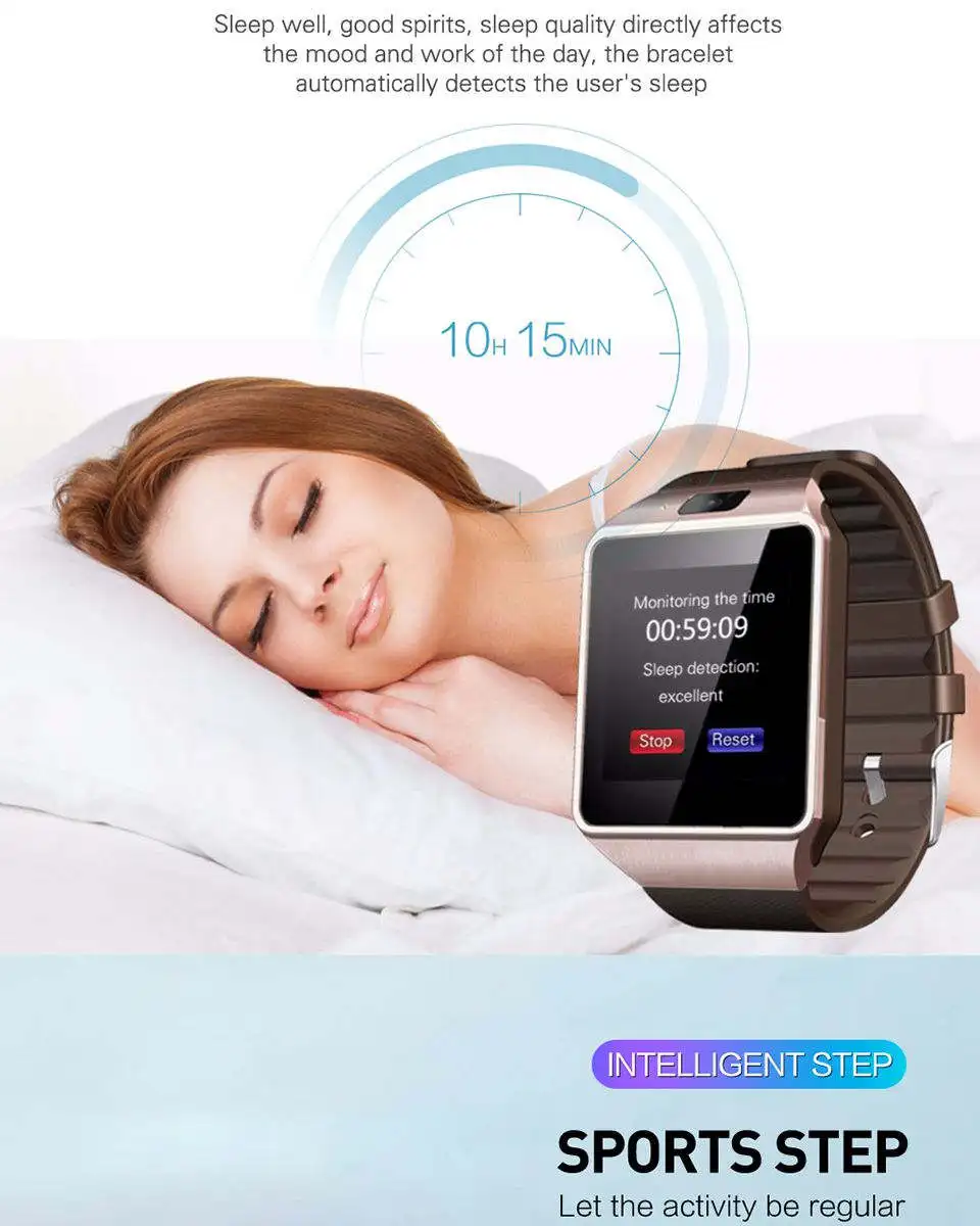 DZ09 Relógio Inteligente Bluetooth Fitness Monitor de Freqüência Cardíaca Esporte Câmera À Prova D' Água GPS Cartão SIM Memória SD Apenas para Android Phone
