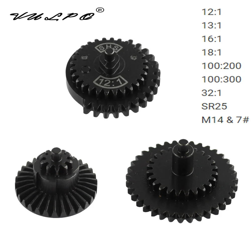 VULPO Steel Cutting 12:1 13:1 16:1 18:1 100:200 100:300 32:1 M14 High Speed & High Torque Gear Set For Airsoft Ver.2/3/7 Gearbox