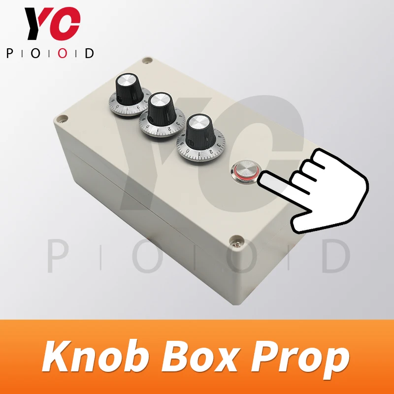 

YOPOOD knob box prop escape room rotate three knobs to the right position then press the metal button to unlock real life game