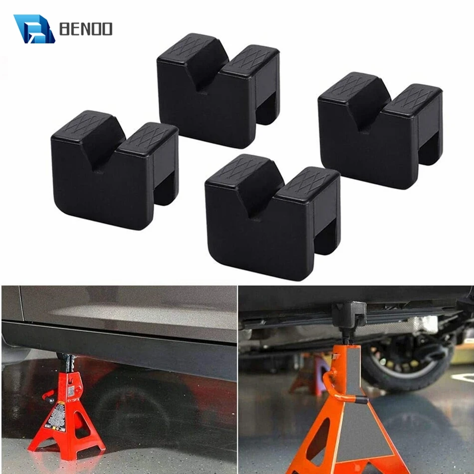 BENOO 4pcs Universal Rubber Slotted Jack Pad Jack Lift Pad Adapter Tool Adapter Jack Stand for 2-3 Ton Frame Stand Rail Pinch