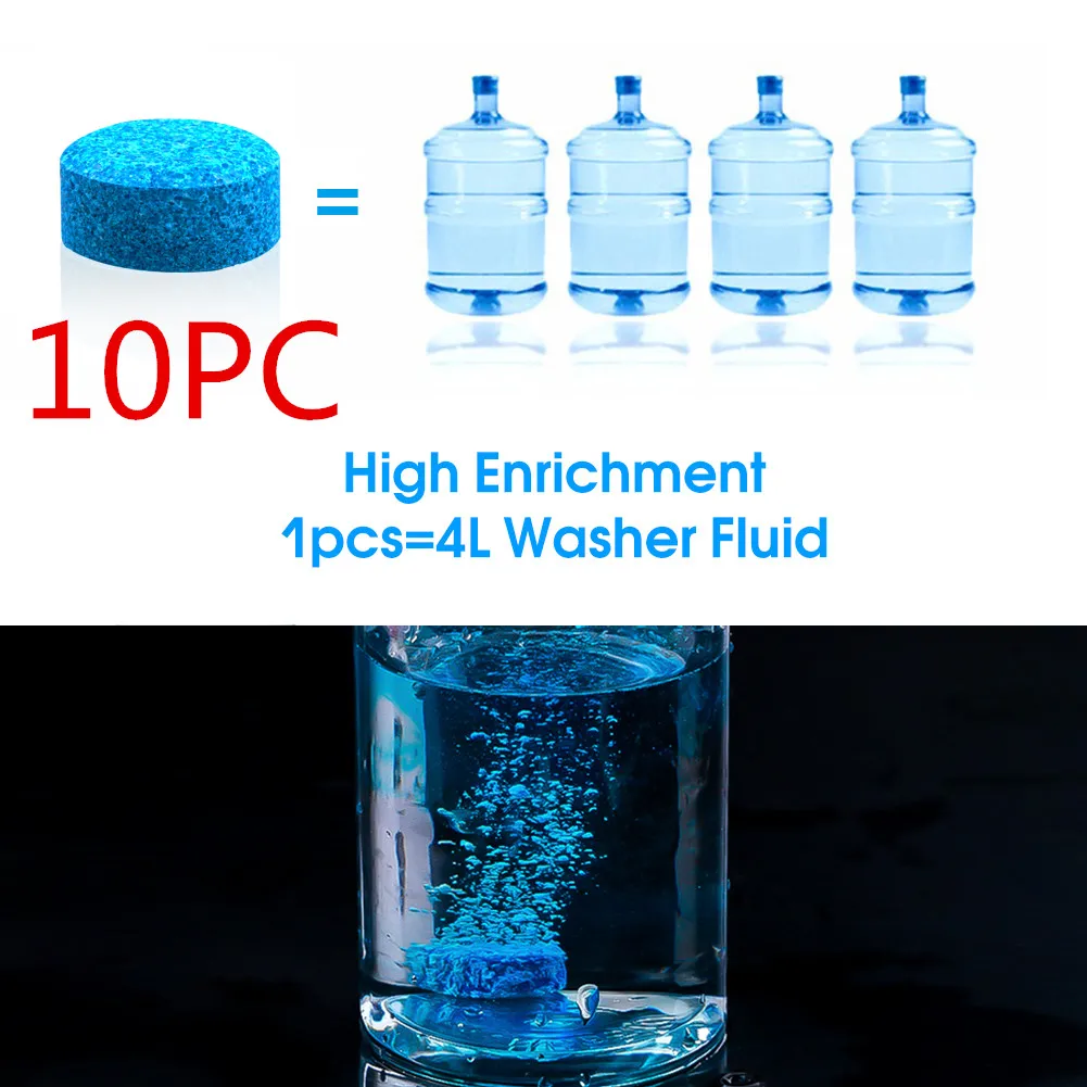 

10 pcs Car Windshield Cleaner Wiper Washer 40L Glass Screen Detergent Fluid Solid Concentrated Effervescent Tablets Window clean