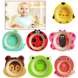 Assiettes Alisensen Fibre de Bambou pour Enfant, Filles d'Alimentation pour Bébé, Résistant aux Chutes, Dessin Animé, Britware, Bols à Soupe Complémentaires