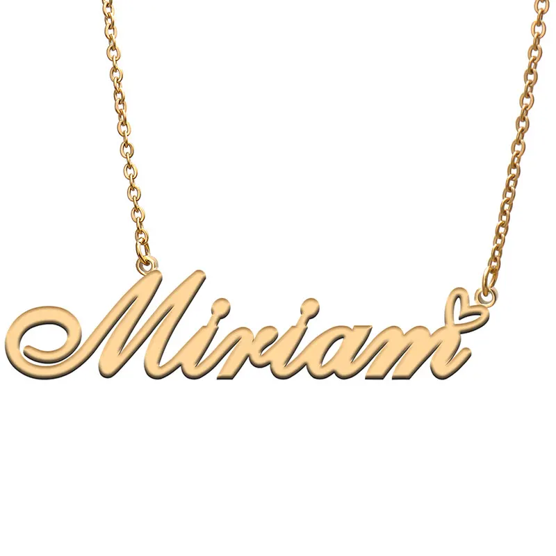 

Miriam Name with Love Heart Necklace for Women Stainless Steel Jewelry Nameplate Pendant Femme Mother Child Girls Gift