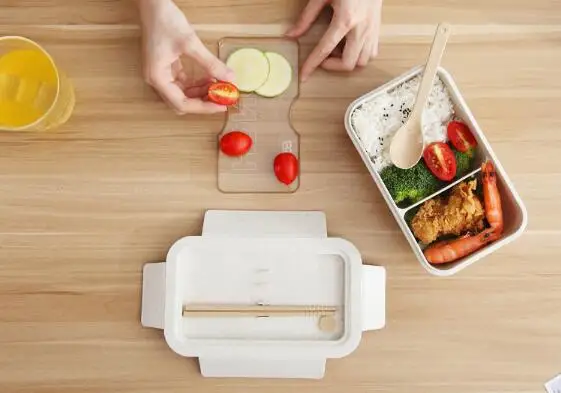 Wheat straw rectangle portable Japanese lunch box simple lunch box in the canteen