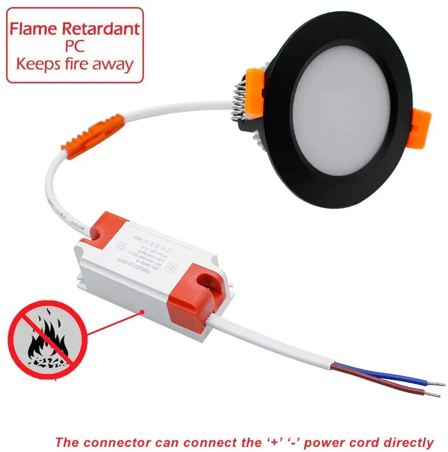 Luzes de teto para led, preto, 2 polegadas, 3w, embutido, regulável