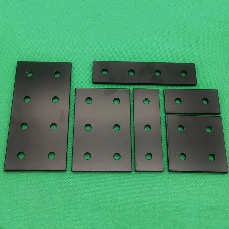 1pc Black Strip Plate aluminum connector fastener 1515 2020 3030 4040 6060 2/3/4 Hole Angle Connector Aluminum Mount Plate