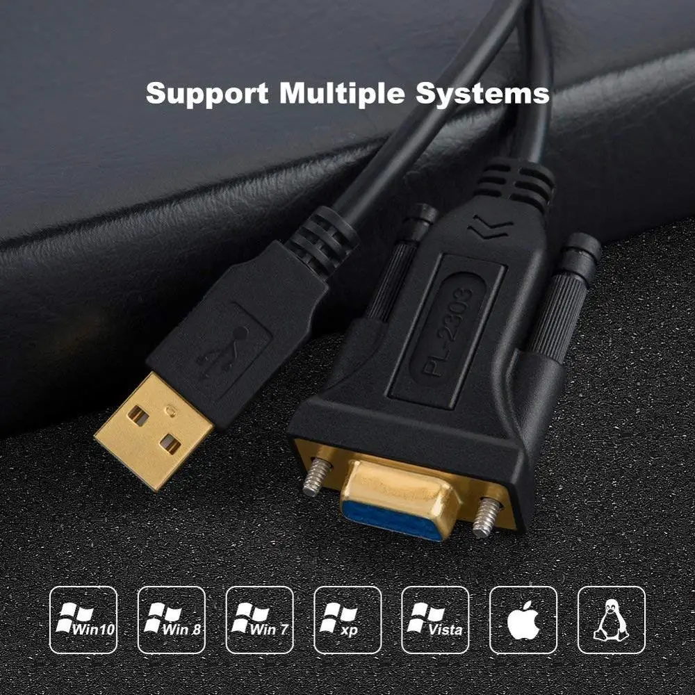 محول USB إلى RS232 مع شرائح PL2303 USB 2.0 ذكر إلى RS232 أنثى DB9 كابل محول تسلسلي لمودم تسجيل أمين الصندوق
