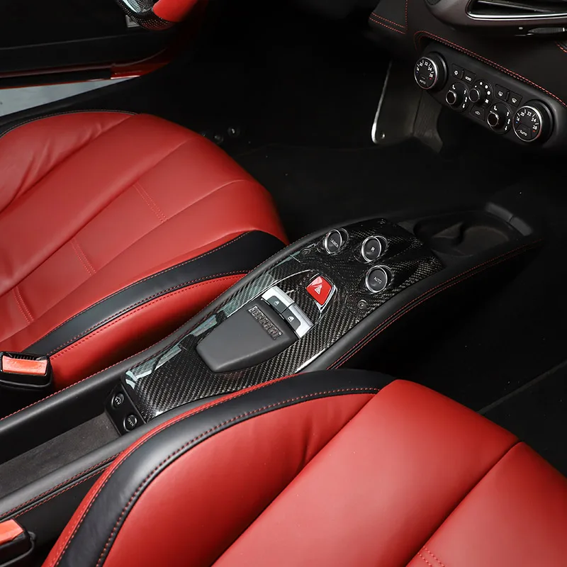 For Ferrari 458 2011-16 Real Carbon Fiber Car Gear Panel Glass Lift Switch Door Handle Cover Decoration Sticker Car Accessories