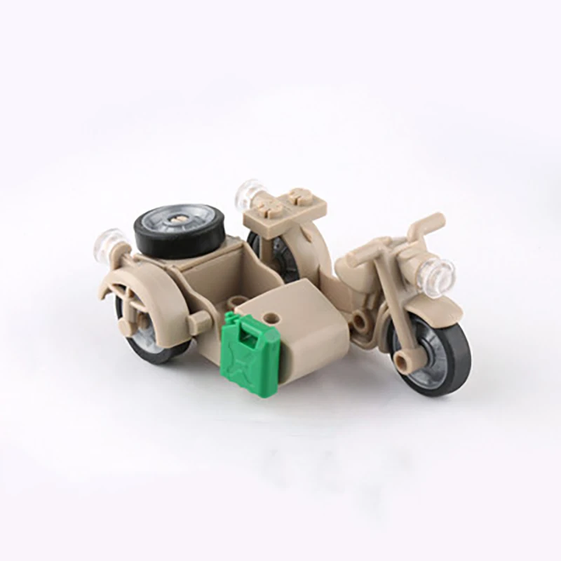 WW2 Military Building Blocks Mini Bricks Solider Figures Toys Gifts Weapon Gun Three Wheeled Motorcycle Carrier Vehicle Model