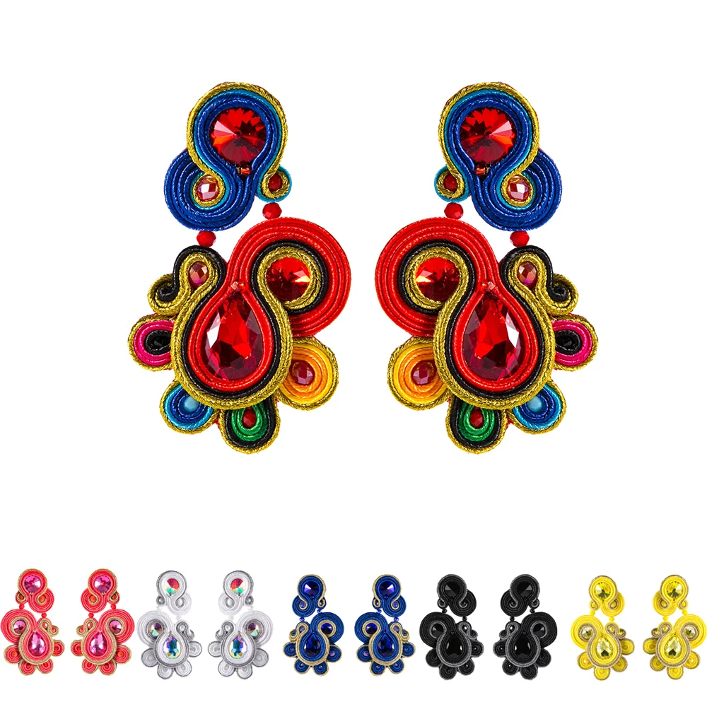 

KpacoTa New Unique Design Colourful Drop Earrings Boho Ethnic Soutache Handmade Jewelry Making Weaving Women Earring 2023 Gift