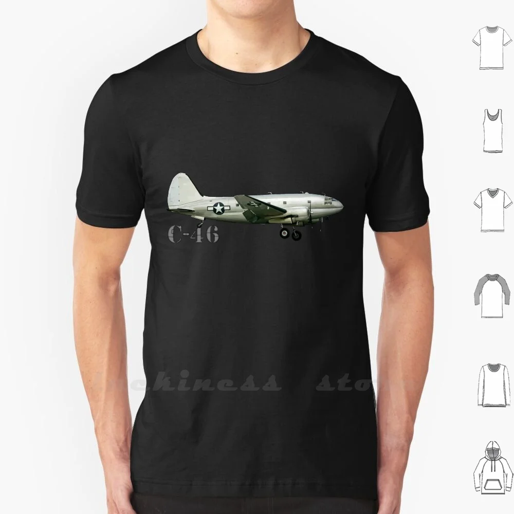 C - 46 T Shirt 6Xl Cotton Big Size Curtiss C 46 Commando Air Force Airplane Cargo Douglas Plane Engine Propeller Sibosssr Sky Bu