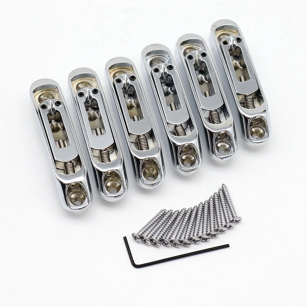 6 Pcs Guitar Bridge Sadlles Single Individual Bridge Saddles Tailpiece  Set for 6 String Electric Guitar Bass Parts