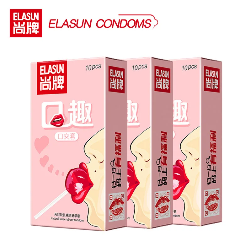 Elasun 10pcs Man Women Oral Sex Toys For Couples Condoms Taste Designed Specifically Blowjob Ultra Thin Condom No Oil Original C