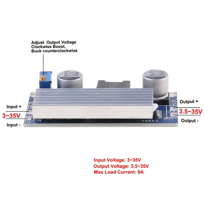 100W DC-DC Boost Step Up Converter 4-30V to 5-35V 12V 24V 9A Power Supply Module