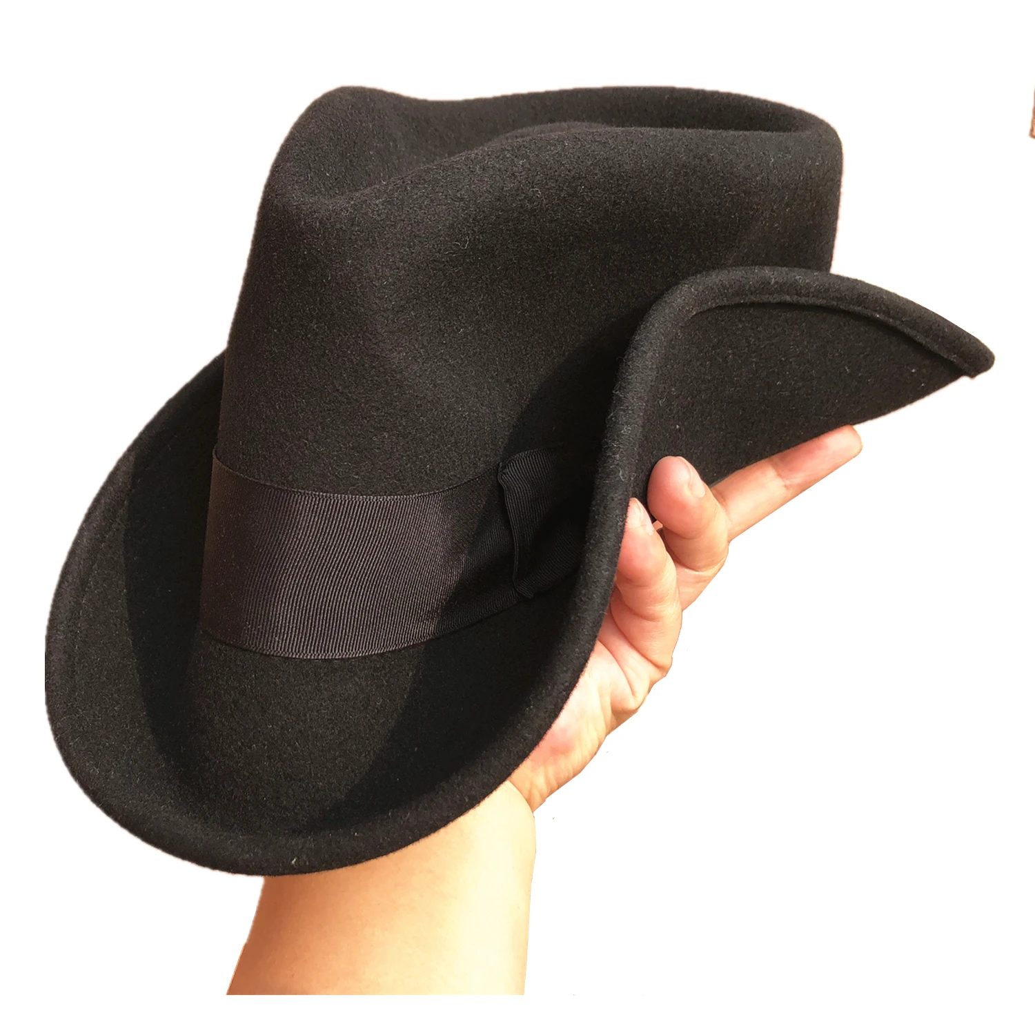 Wool Felt Crushable Packable Fedora Hats for Men Women Black Camel Red Color