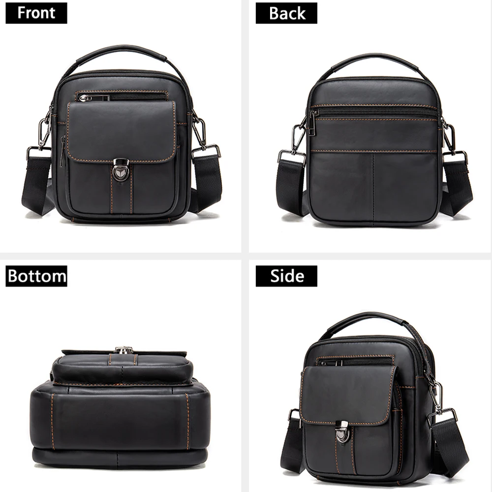 MVA Mens Crossbody Bag Casual Man Shoulder Bags Small Men\'s Genuine Leather Handbag For Man Party Bag For Man Wateproof     7438