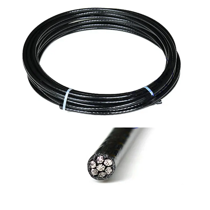 HQ BC01 Black PVC Plastic Coated Stainless Steel 304 Wire Rope Cable 0.38-6MM Diameter After Coating Flexible Soft  Steel Cable