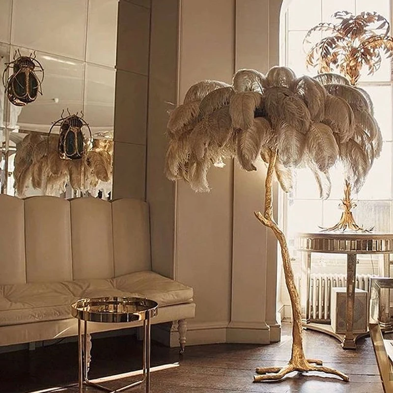 Modern Bedroom Villa Bar Light Luxury Ostrich Feather Floor Lamp Floor Lamp indoor lighting Home Room Decoration Living lights