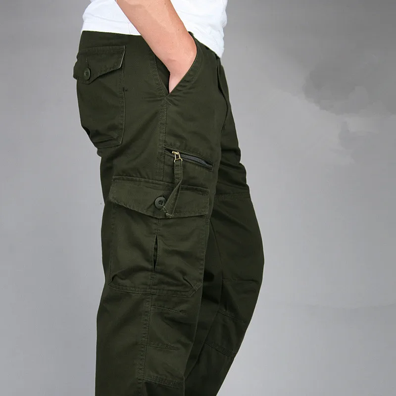 Men\'s Cargo Pants Tactical Multi-Pocket Overalls Male Sweatpants Combat Cotton Loose Long Trousers Army Work Straight Pants