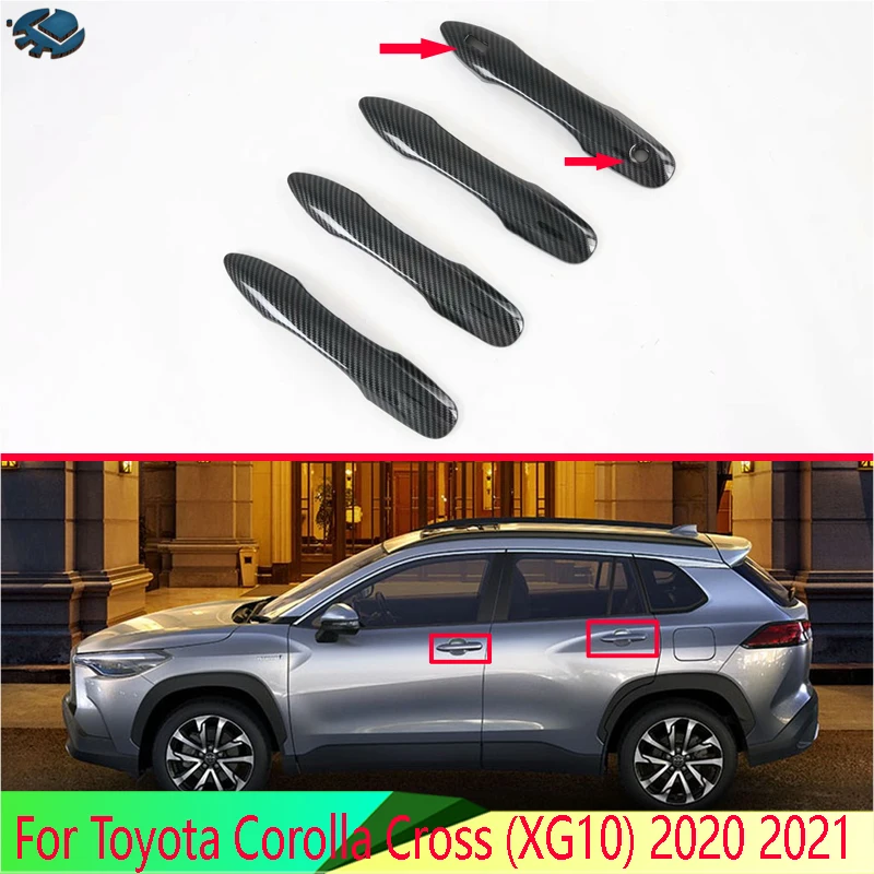 For Toyota Corolla Cross (XG10) 2020 2021 ABS Chrome Door Handle Cover With Smart Key Hole Catch Cap Trim Molding