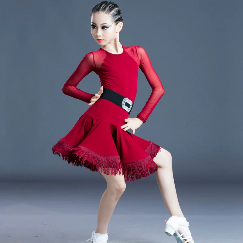 

Girls Professional Latin dancing dress Kids Ballroom Salsa Dance wear clothing Children's Competitions Latin Stage wear clothes