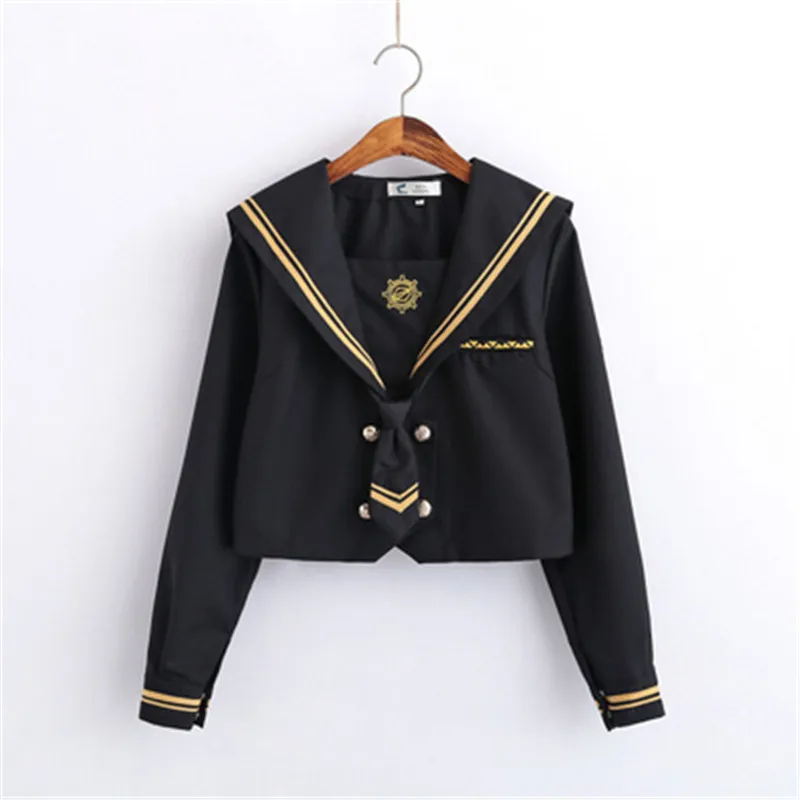 Lente Herfst Lange Mouw Japanse Jk Sets School Uniformen Meisjes Musketiers Hoge School Vrouwen Novelty Geplooide Rok Sailor Suits