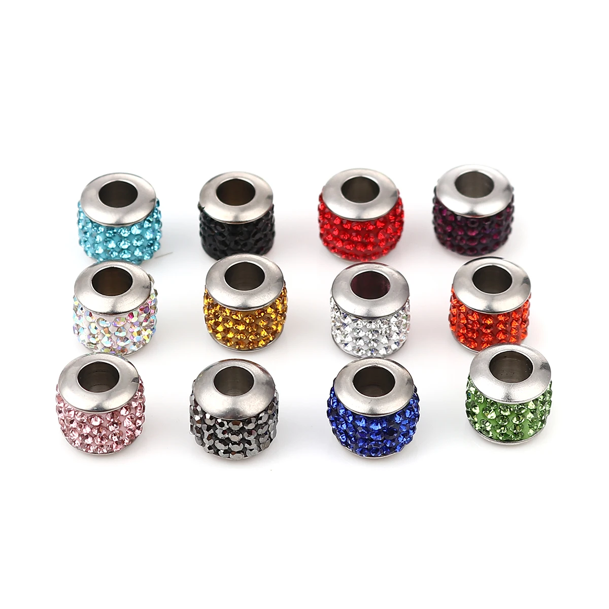 Hot Colorful Stainless Steel Beads Cylinder Silver Color For Necklace Earrings DIY Findings 11mm x 10mm, , 1 Piece