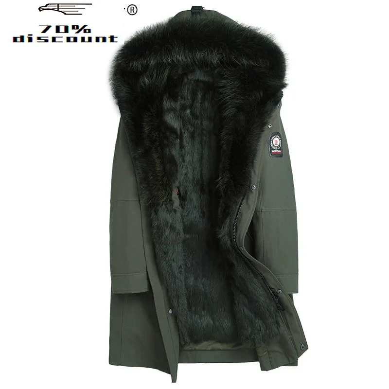 Mink Fur Liner Parka Homme Winter Jacket Men Raccoon Fur Collar Long Parkas Plus Size Winterjas Heren P8009-2 MY2340