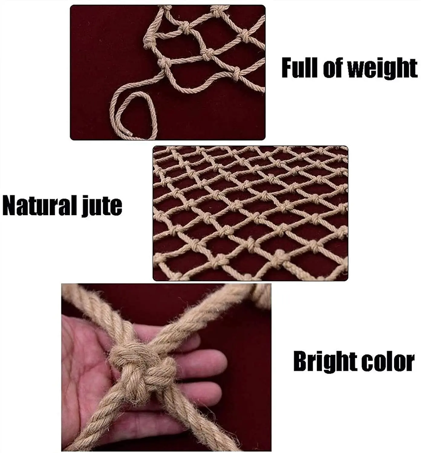 Child Safety Net Climbing Netting Nature Jute Rope Decorative Net Garden Balcony Stair Protection Fence Anti Dog Cat Bird Net