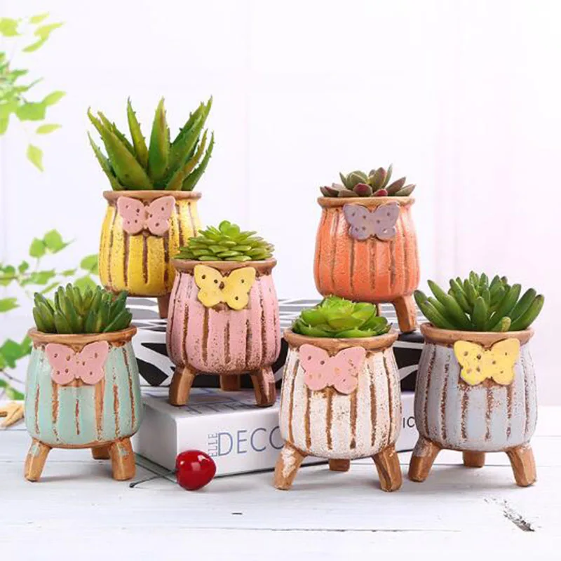 

A Set Ceramic Flowerpot Succulent Plant Pot Vase Creative Planter Office Desktop Ornaments Fleshy Plant Holder Home Garden Decor