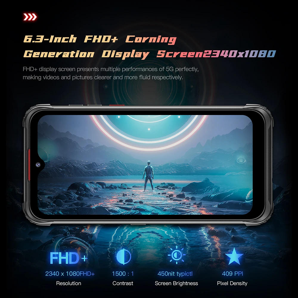 HOTWAV Cyber 7 5G Rugged Phone 6.3 pollici FHD + schermo 8GB RAM 128GB ROM 8280mAh batteria Smartphone 48MP fotocamera principale NFC Phone 2021