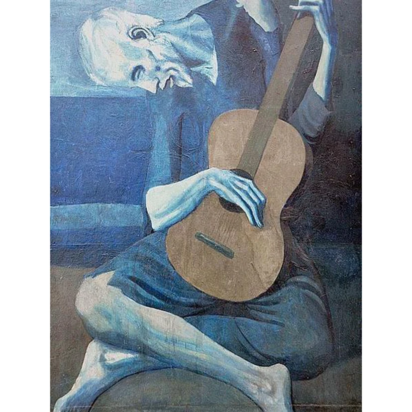 Diy Diamond Painting Old guitarist By Pablo Picasso Full Rhinestones Square Mosaic Diamond Embroidery Home Decor artist WG1236